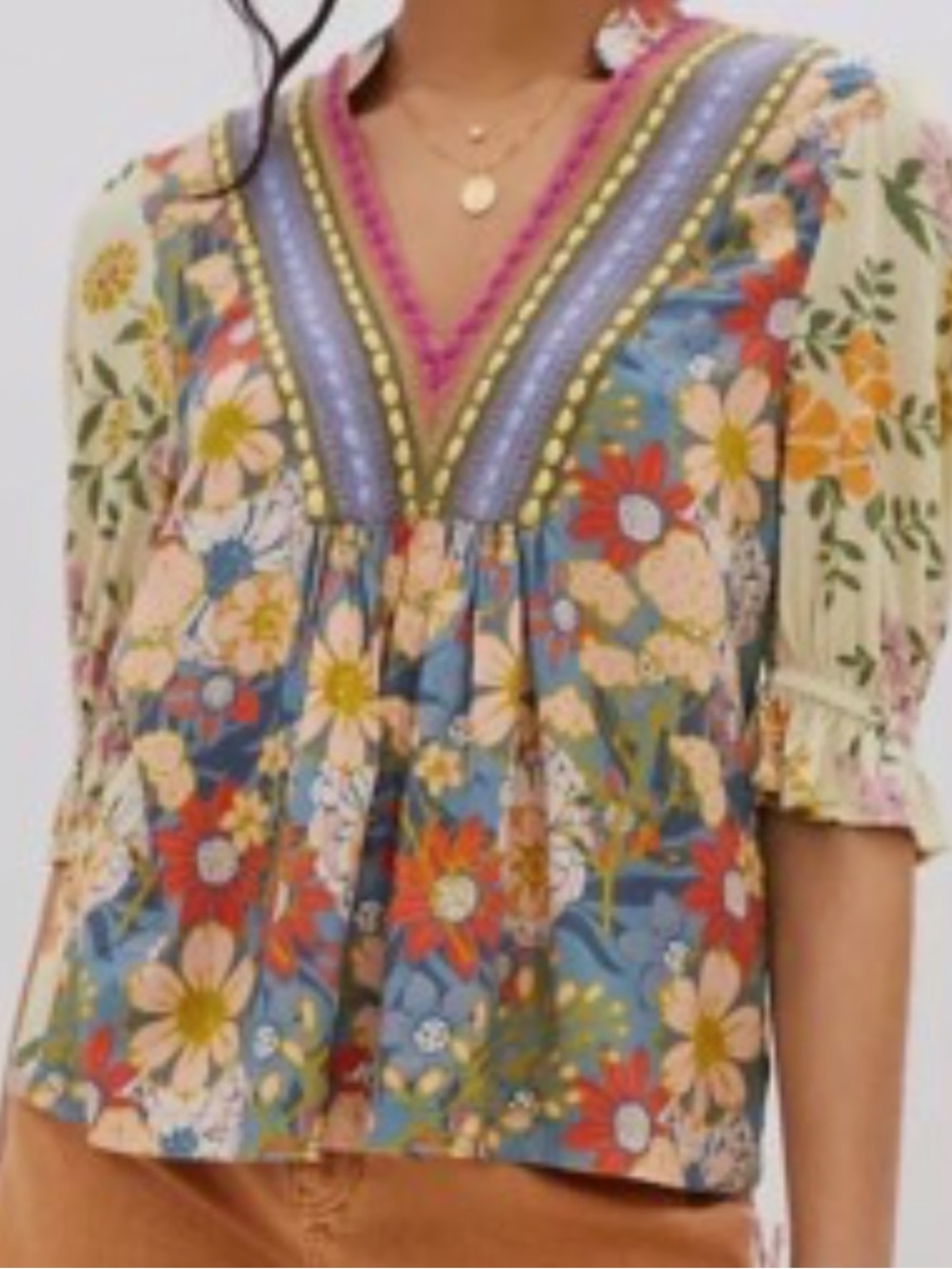 Anthropologie Bl^nk London Stephanie Embroidered Top